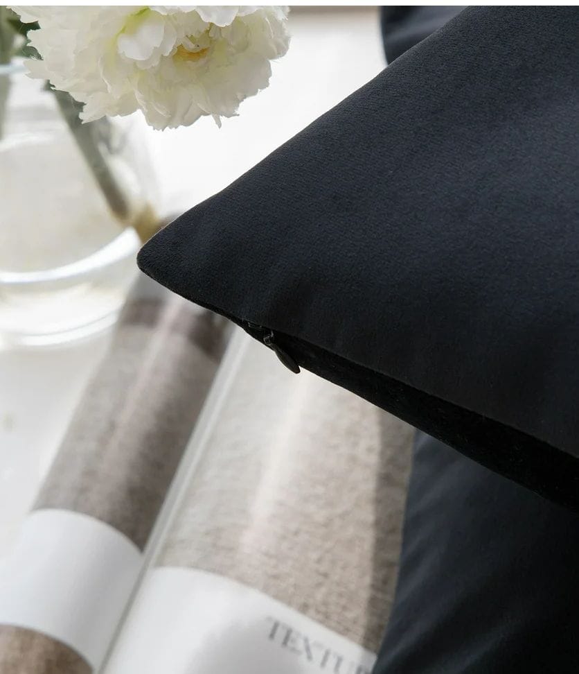 Soft Silky Velvet Series Decorative Throw Pillow, 22" x 22", Black, 1 Pack