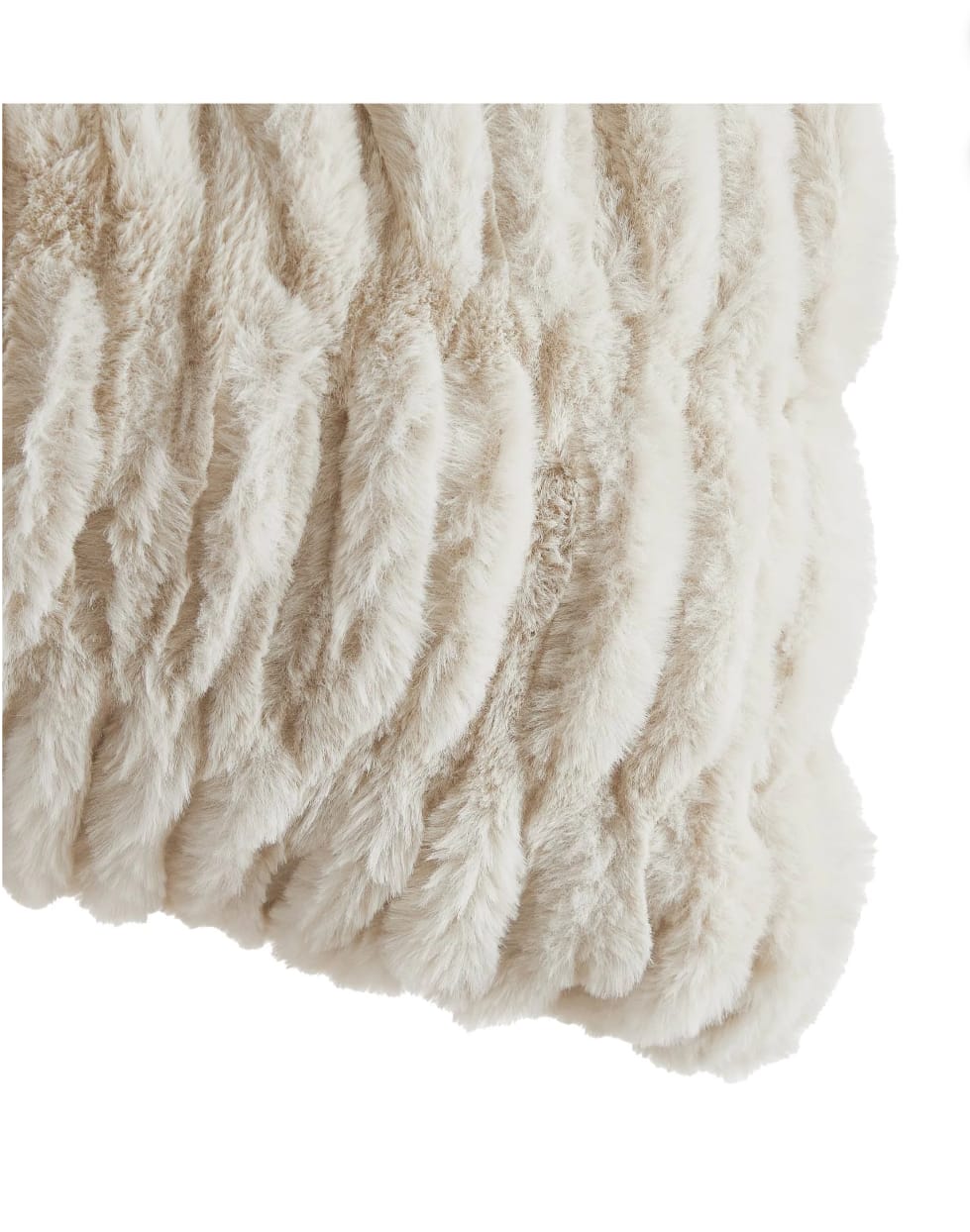 Cozy 18" x 18" Papyrus Beige Ruched Fur Decorative Throw Pillow