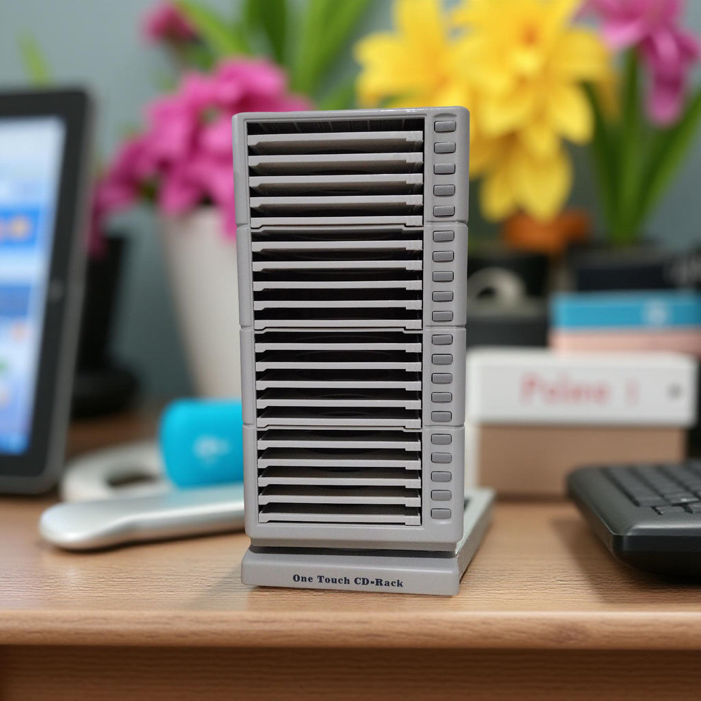 One Touch CD Storage Rack Holds 20 Cds Push Button Release