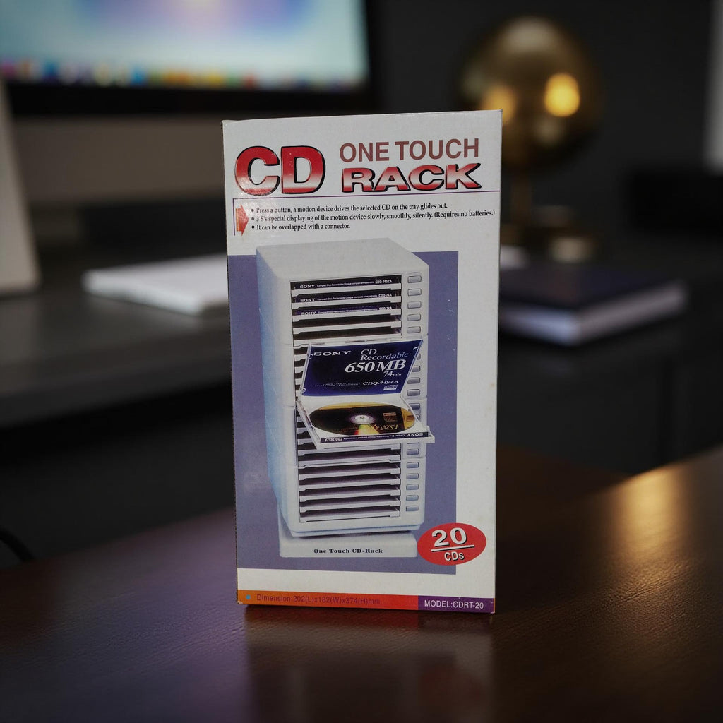 One Touch CD Storage Rack Holds 20 Cds Push Button Release