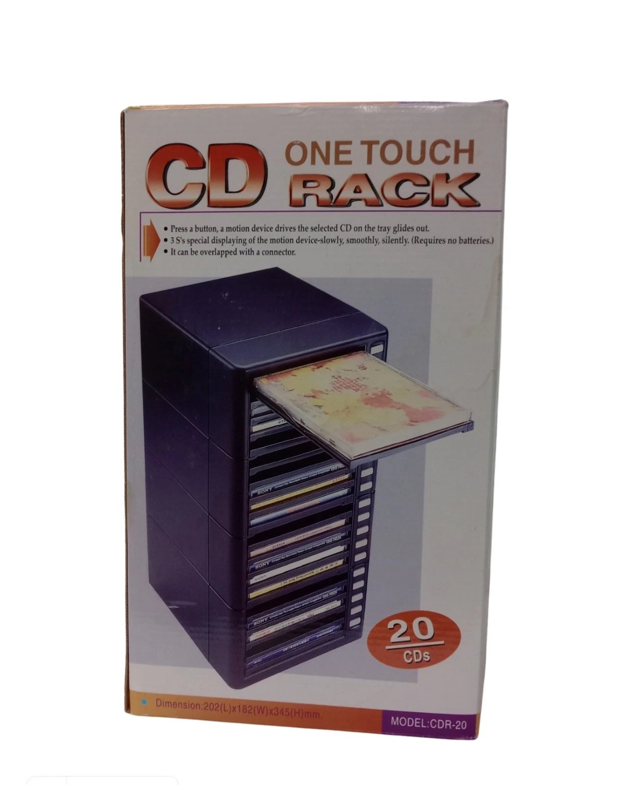 One Touch CD Storage Rack Holds 20 Cds Push Button Release